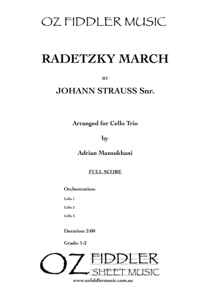 Radetzky March, by Johann Strauss Snr., arranged for 3 Cellos by Adrian Mansukhani image number null