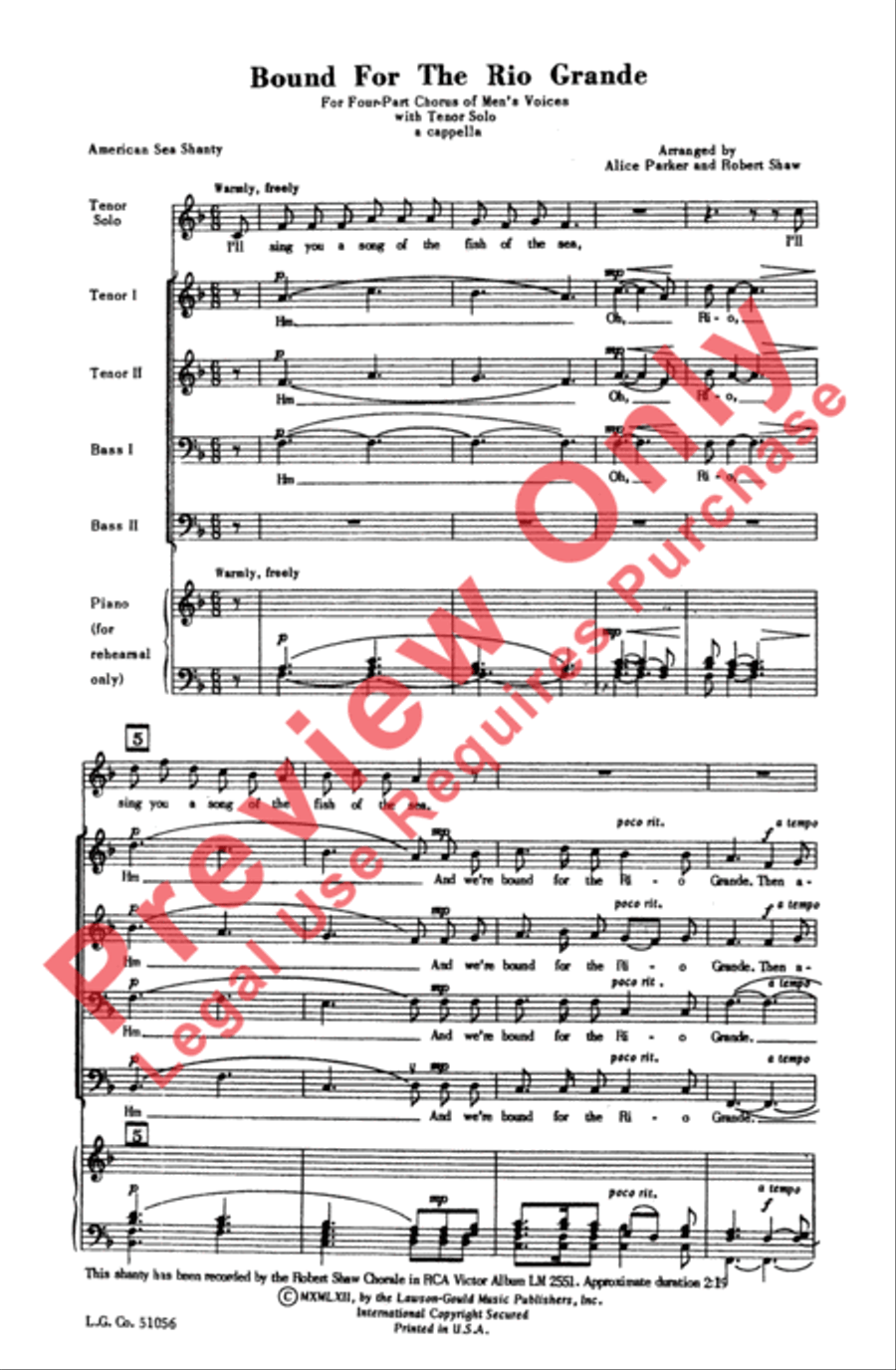 Bound for the Rio Grande Men's Choir scores gallery preview page 2