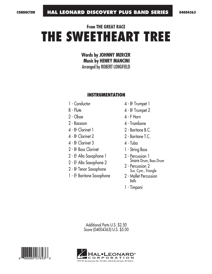 The Sweetheart Tree (from The Great Race) - Conductor Score (Full Score) Concert Band scores gallery preview page 1