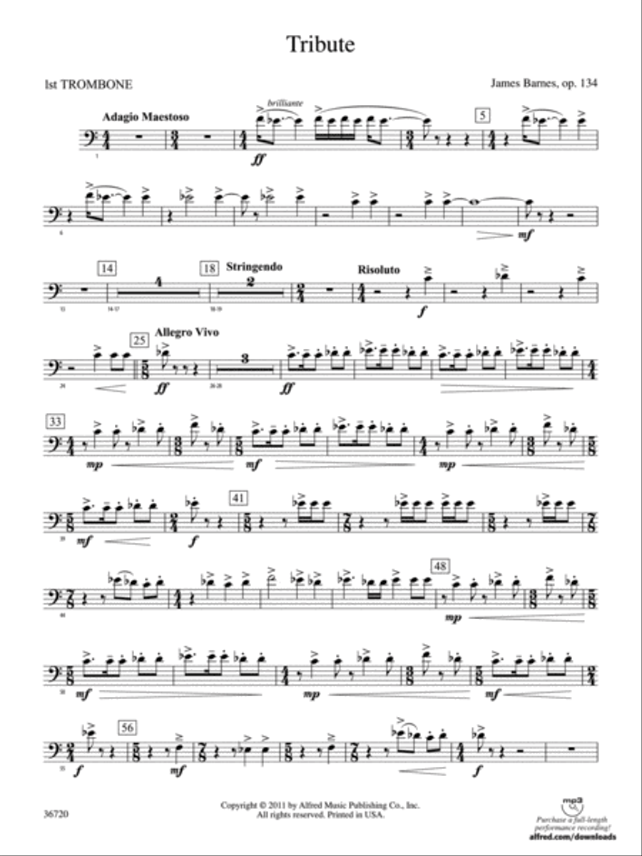 Tribute: 1st Trombone Concert Band scores gallery preview page 1