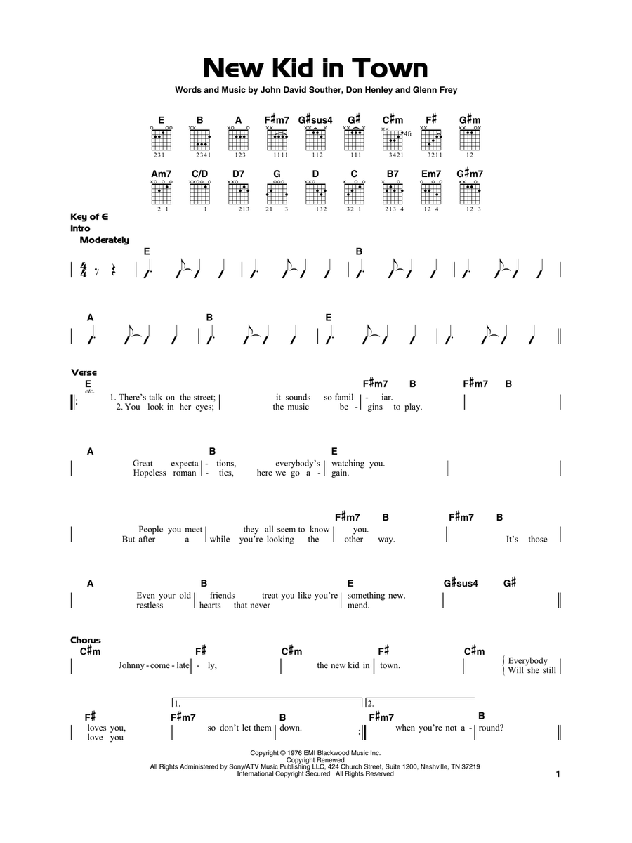 New Kid In Town New Kid In Town Acoustic Guitar scores gallery preview page 1