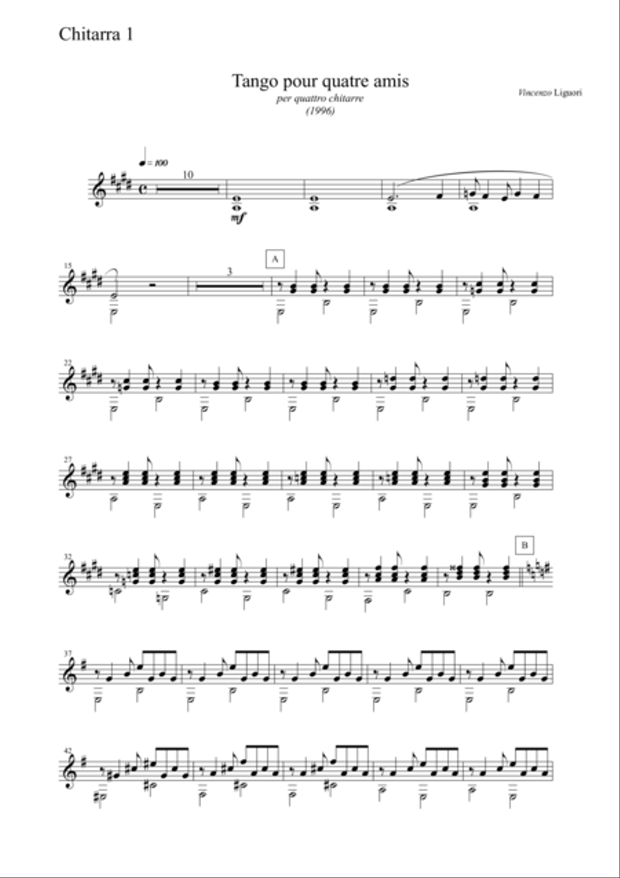 Tango pour quatre amis (parts) Classical Guitar scores gallery preview page 1