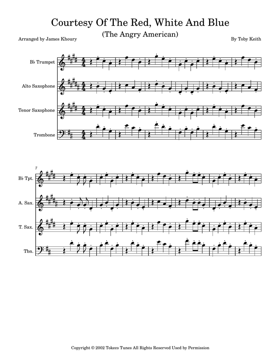 Courtesy Of The Red, White And Blue (The Angry American) Courtesy Of The Red, White And Blue (The Angry American) Small Ensemble scores gallery preview page 1