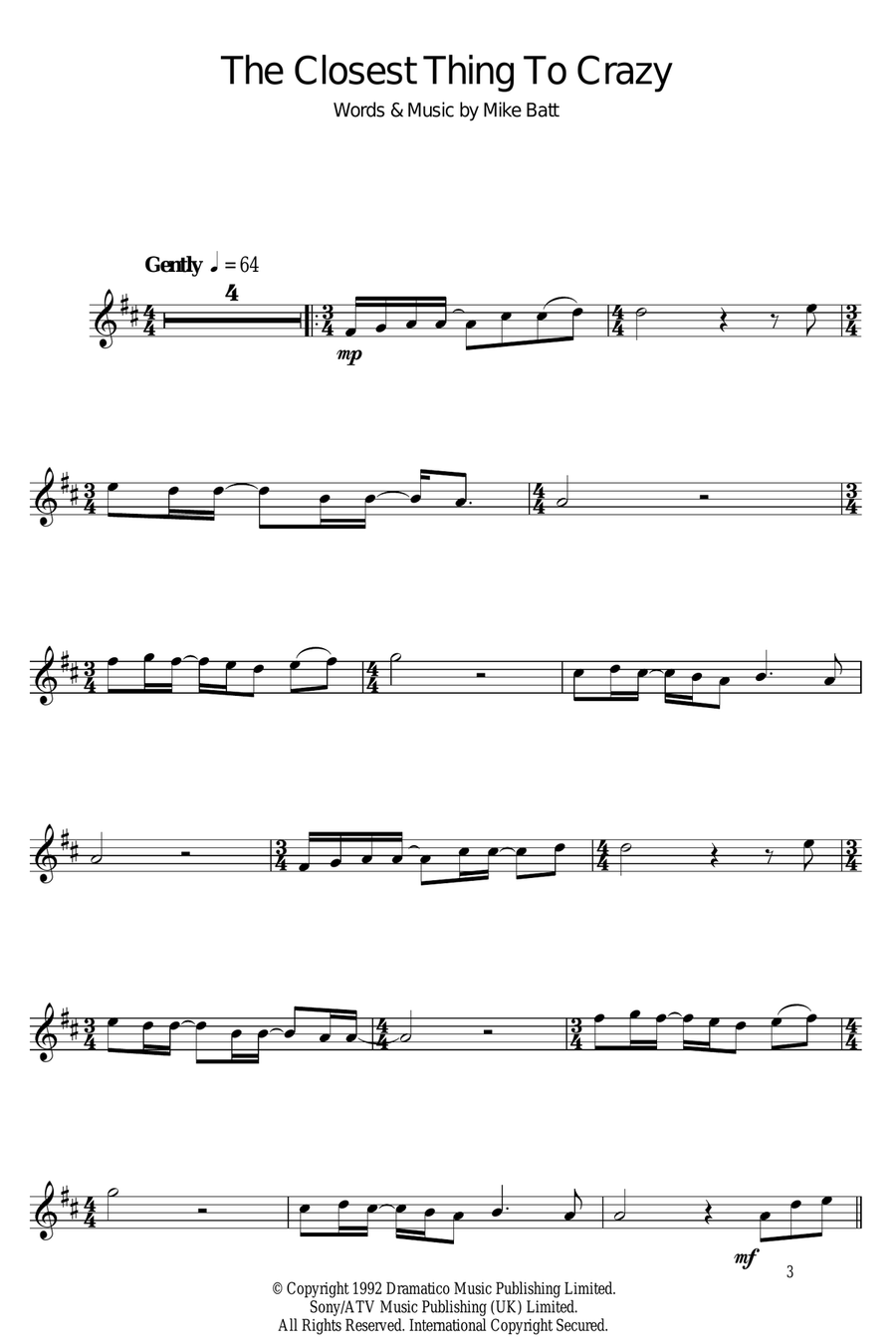 The Closest Thing To Crazy Alto Saxophone scores gallery preview page 1