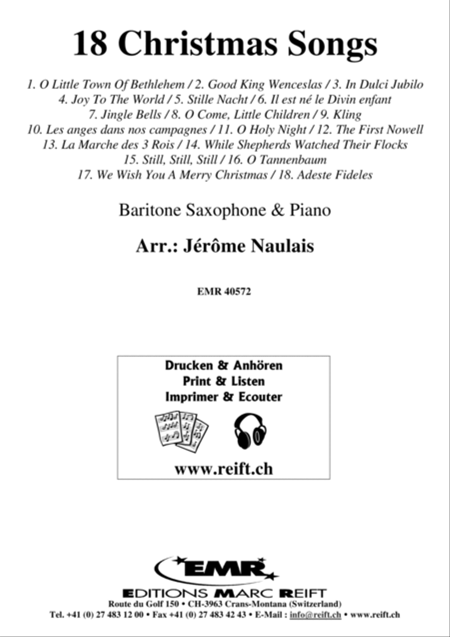 18 Christmas Songs Baritone Saxophone scores gallery preview page 1