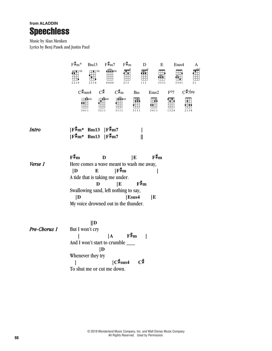 Speechless (from Aladdin) (2019) Ukulele scores gallery preview page 1