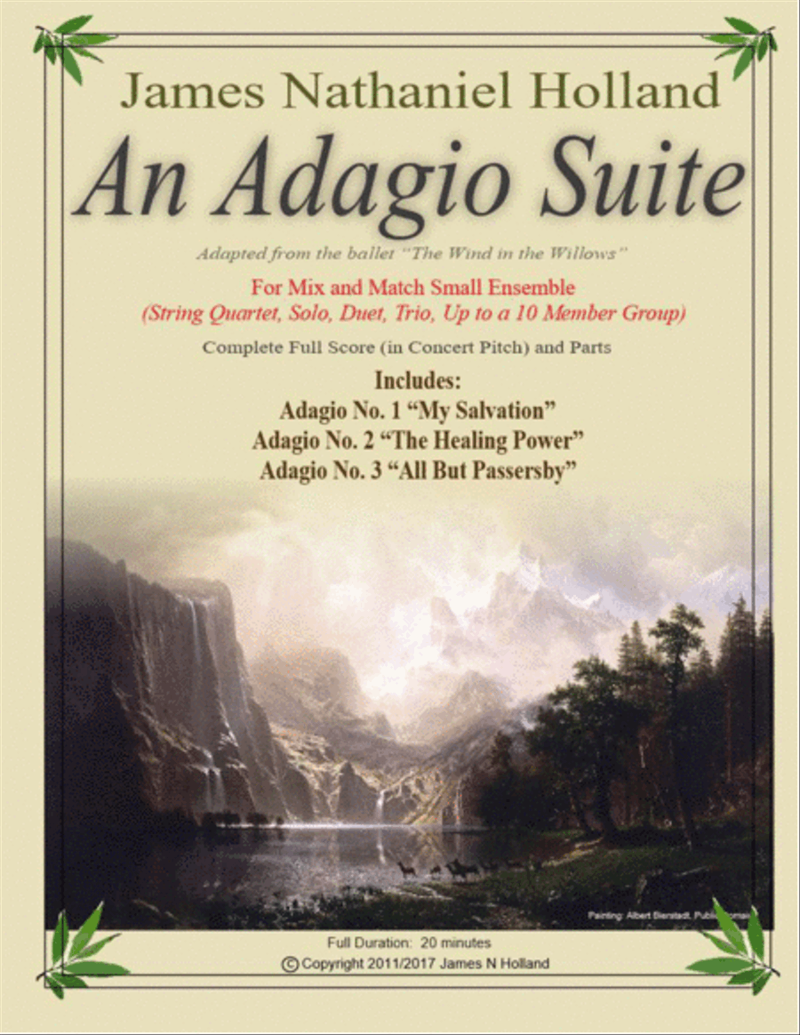 An Adagio Suite, in Three Movements for Small Ensembles, (String Quartet or Various Combinations) Small Ensemble scores gallery preview page 1