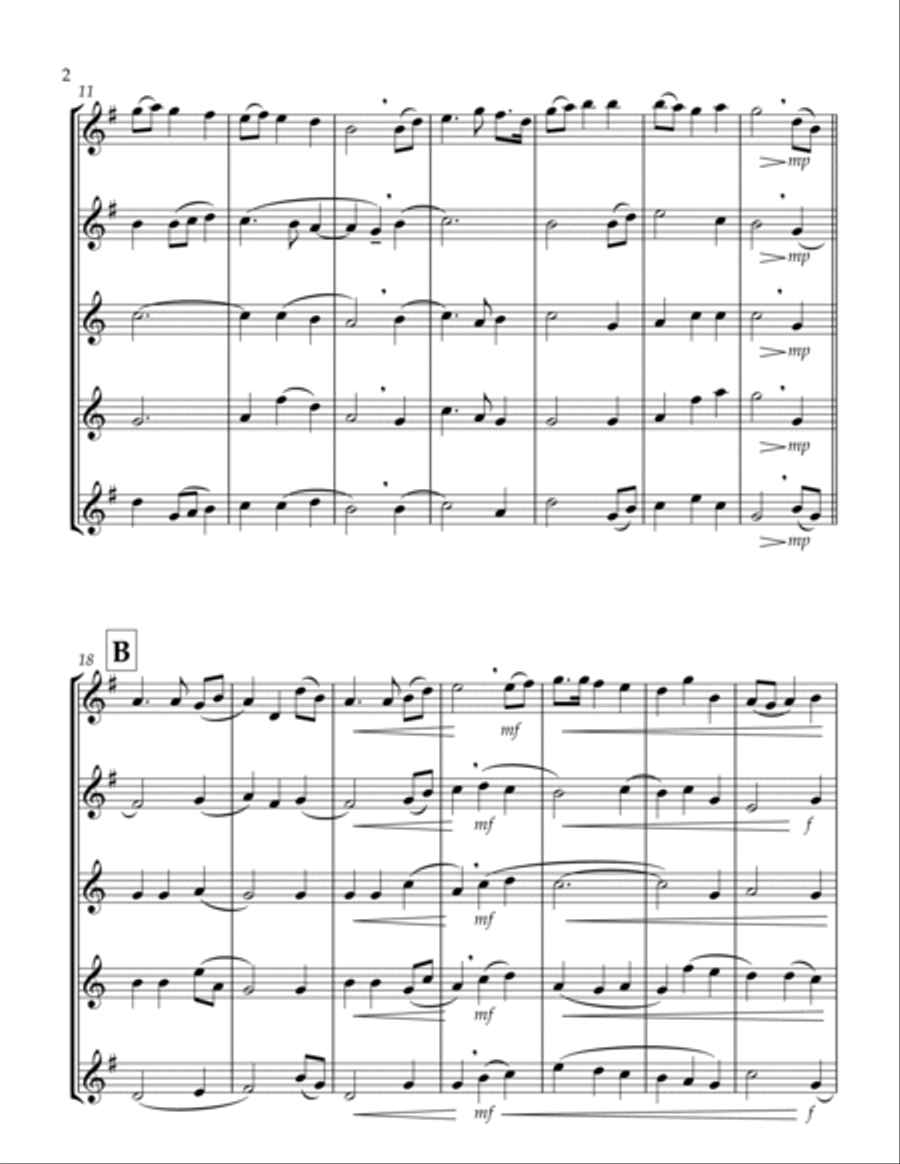 O God, Beyond All Praising (Thaxted) (Bb) (Saxophone Quintet - 2 Alto, 2 Tenor, 1 Bari) (Alto lead) Saxophone Quintet scores gallery preview page 2