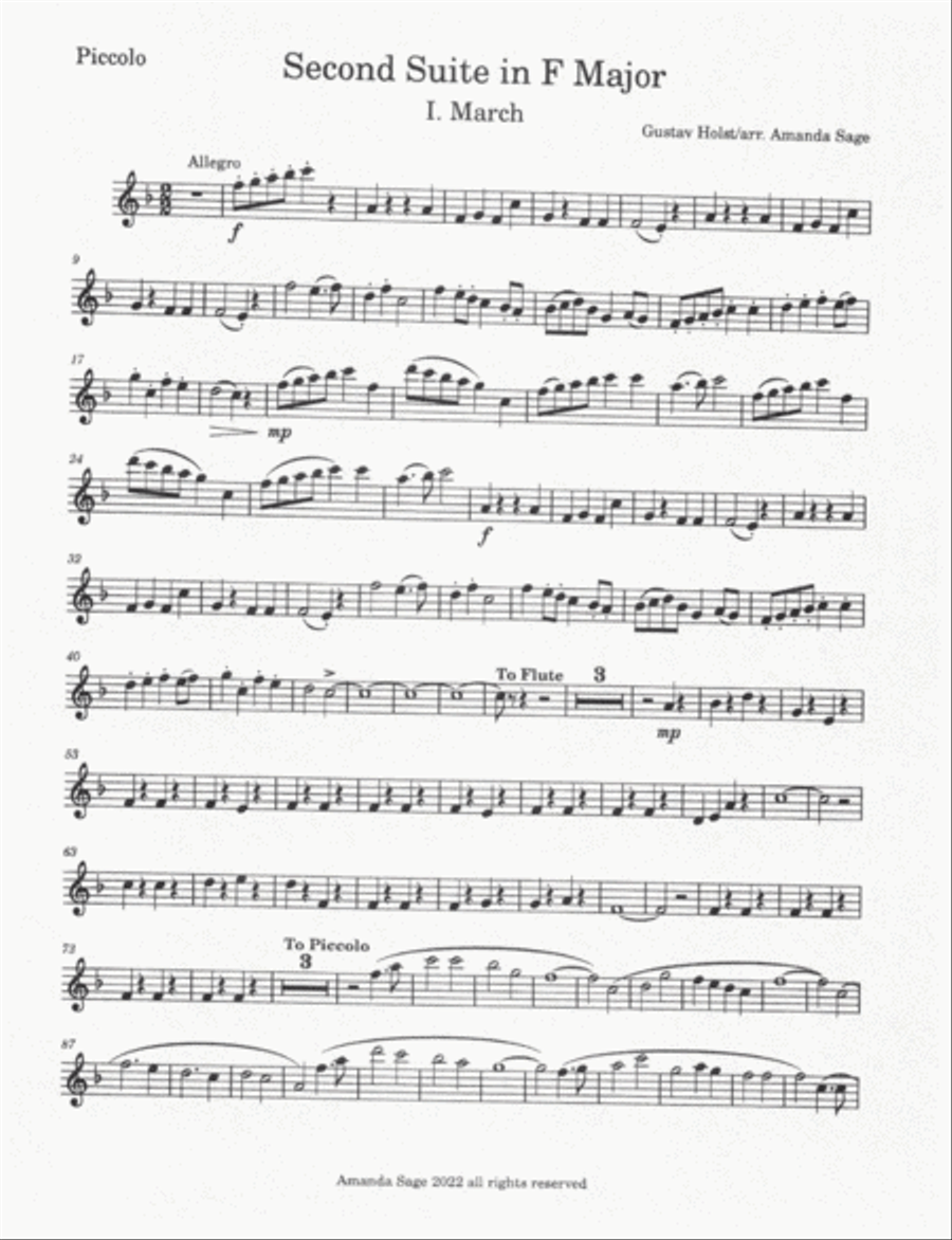 Second Suite in F major Woodwind Quartet scores gallery preview page 6