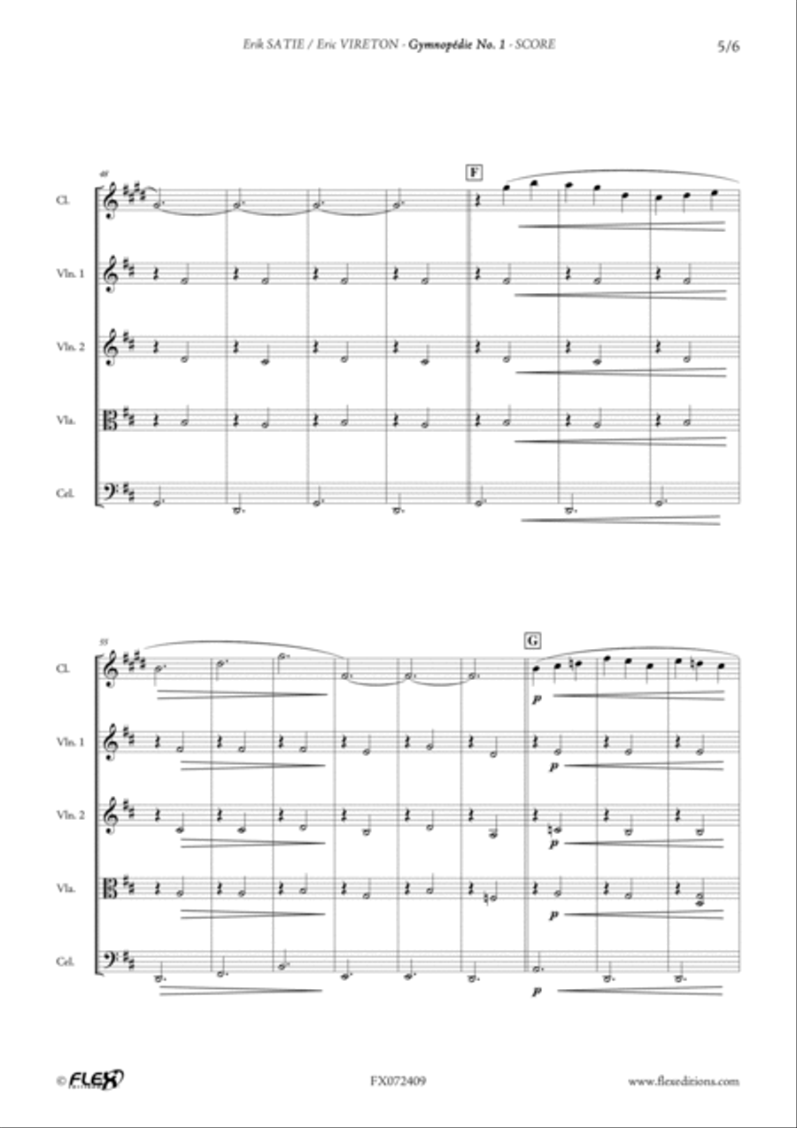 Gymnopedie No. 1 B-Flat Clarinet scores gallery preview page 5