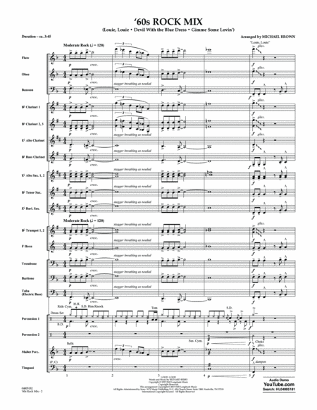 '60s Rock Mix - Conductor Score (Full Score)