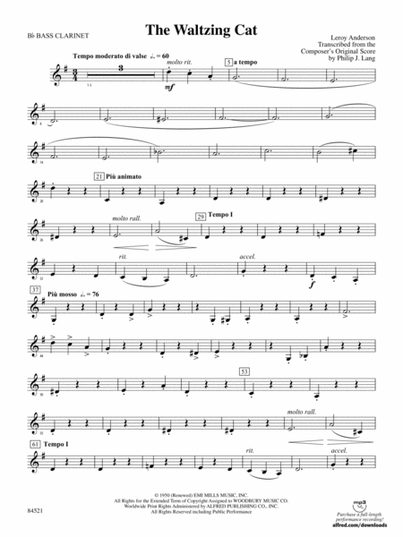 The Waltzing Cat: B-flat Bass Clarinet