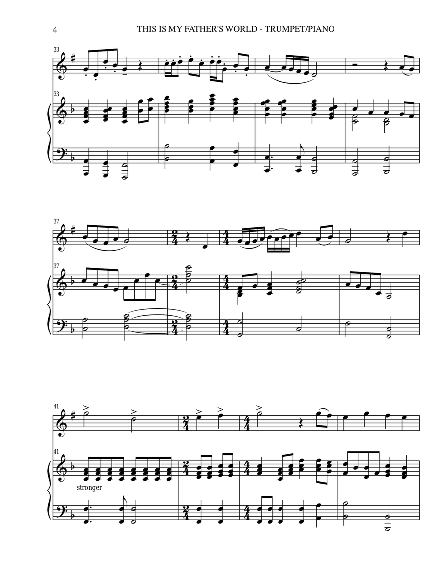THREE HYMN ARRANGEMENTS for Bb TRUMPET and PIANO (Duet – Trumpet/Piano with Trumpet Part) Trumpet Duet scores gallery preview page 5