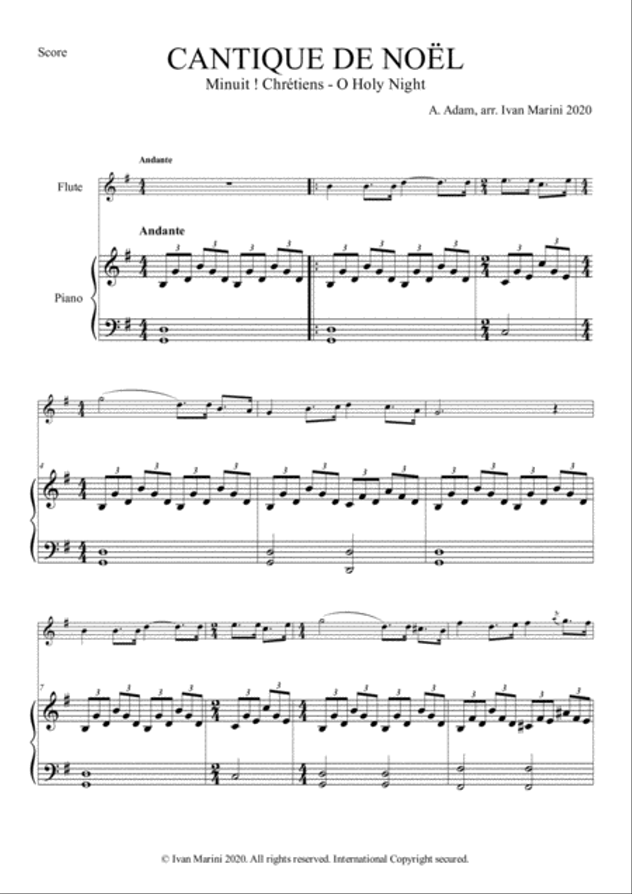 CANTIQUE DE NOEL (MINUIT ! CHRETIEN - O HOLY NIGHT) - for Flute and Piano Flute Solo scores gallery preview page 2