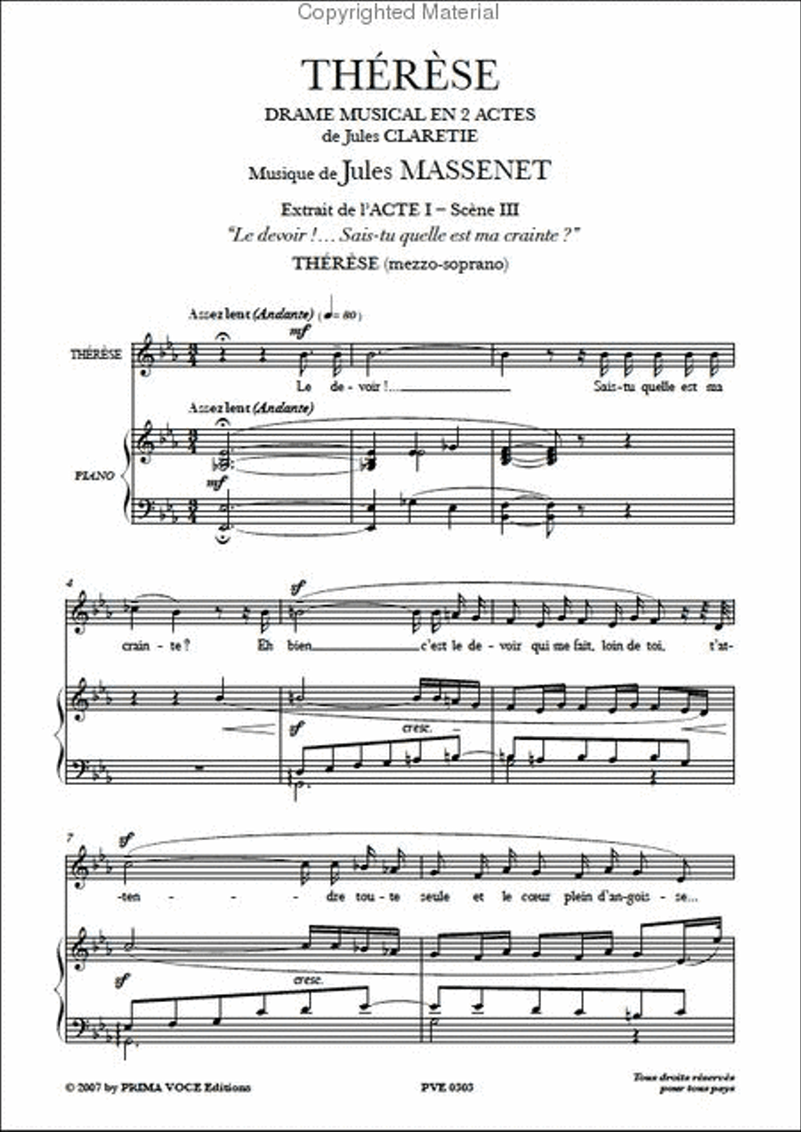 Le devoir!... Sais-tu quelle est ma crainte? from Therese Mezzo-Soprano Voice scores gallery preview page 2