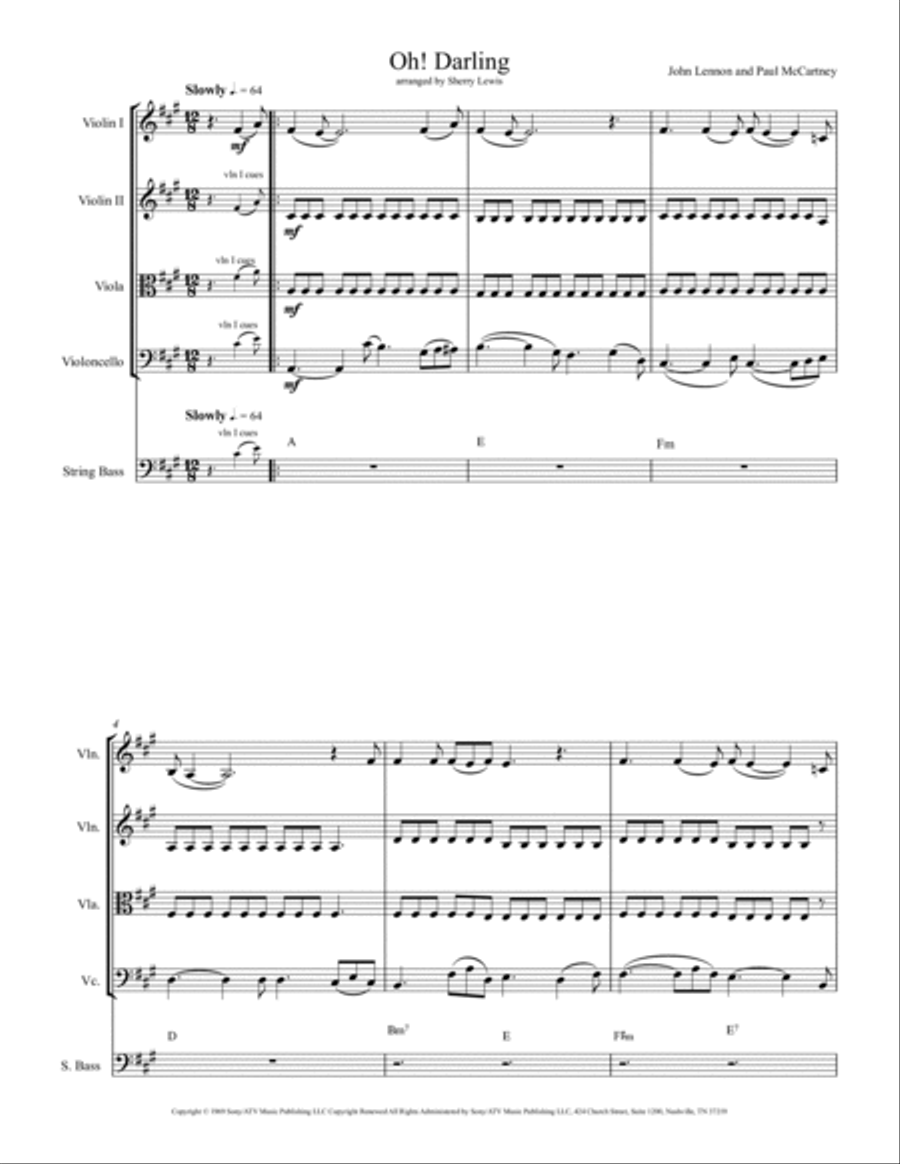 Oh! Darling String Quintet scores gallery preview page 3