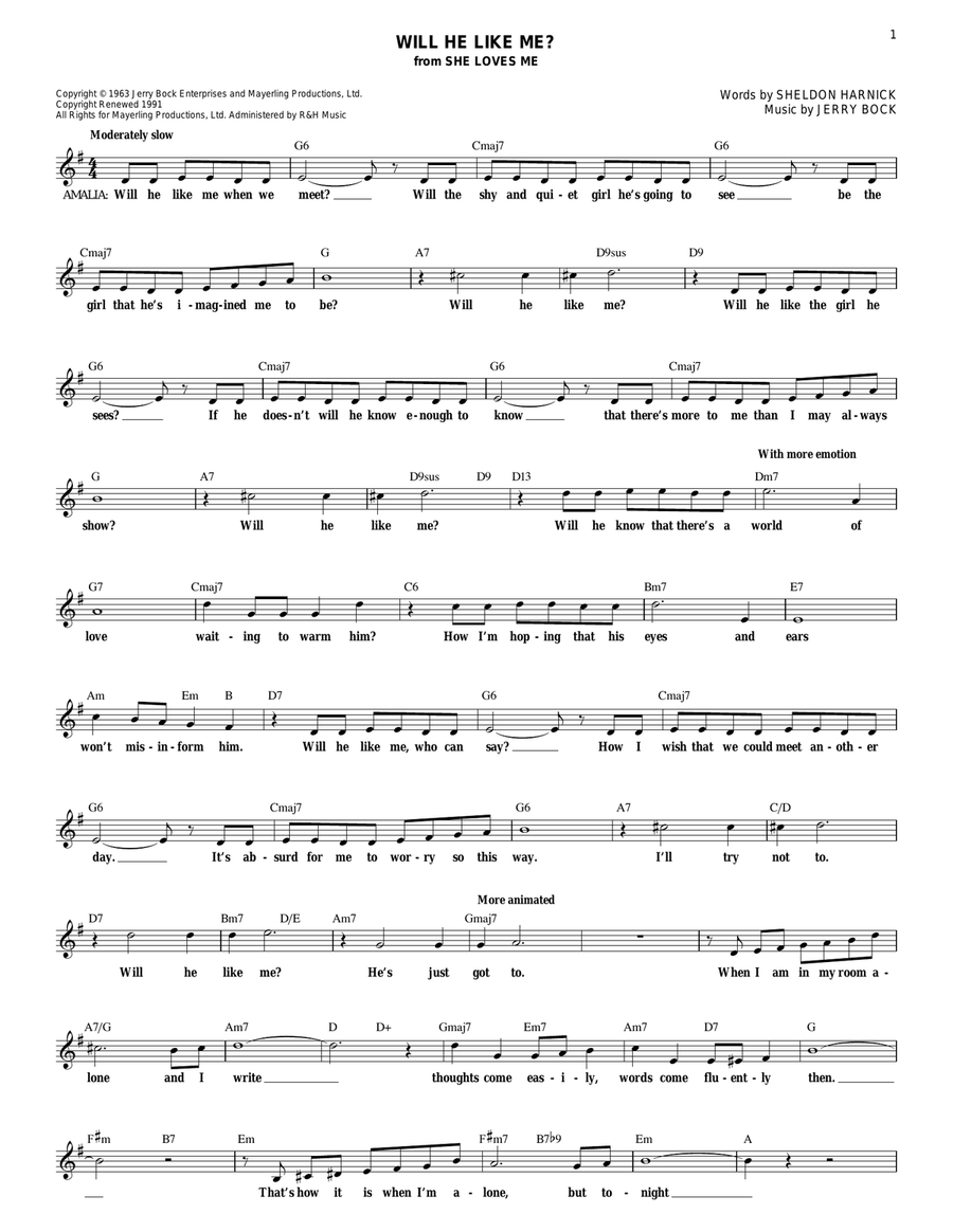 Will He Like Me? Will He Like Me? Piano scores gallery preview page 1