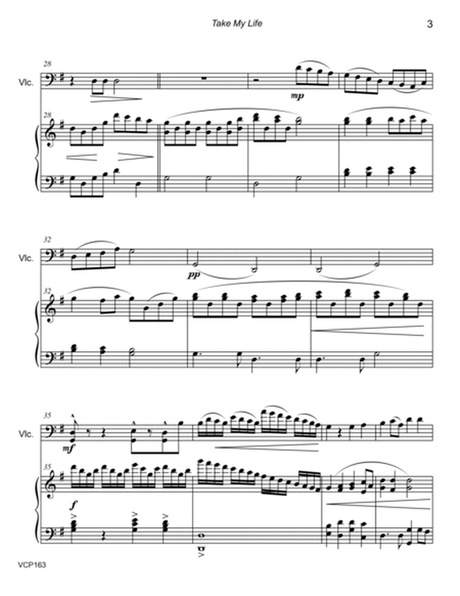 TAKE MY LIFE (and Let It Be Consecrated) - CELLO SOLO with Piano Accompaniment image number null