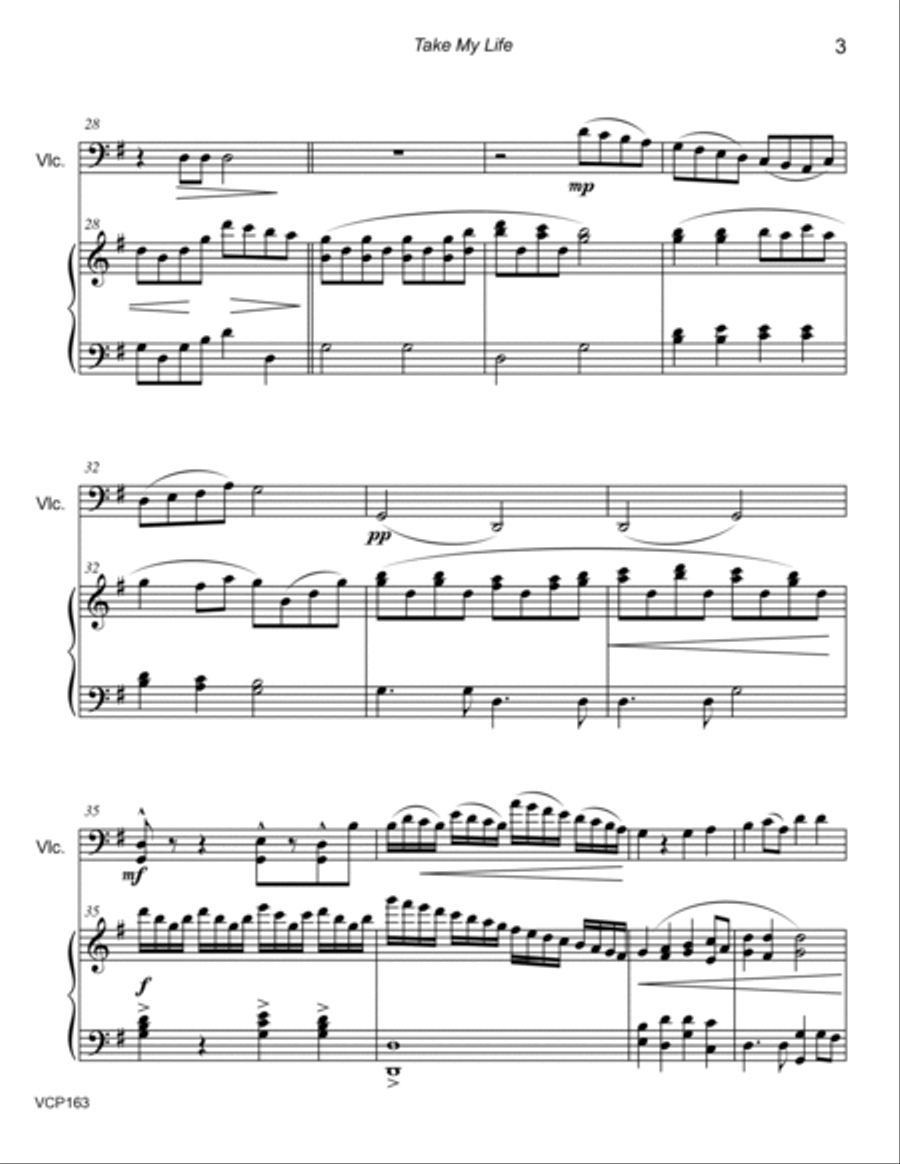 TAKE MY LIFE (and Let It Be Consecrated) - CELLO SOLO with Piano Accompaniment Piano scores gallery preview page 3