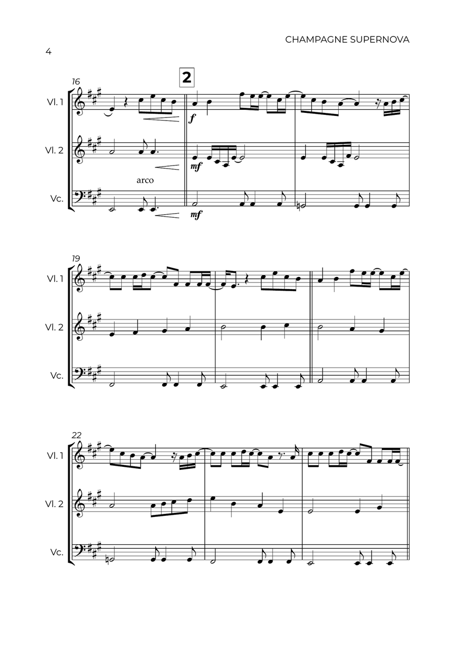 Champagne Supernova String Trio scores gallery preview page 4