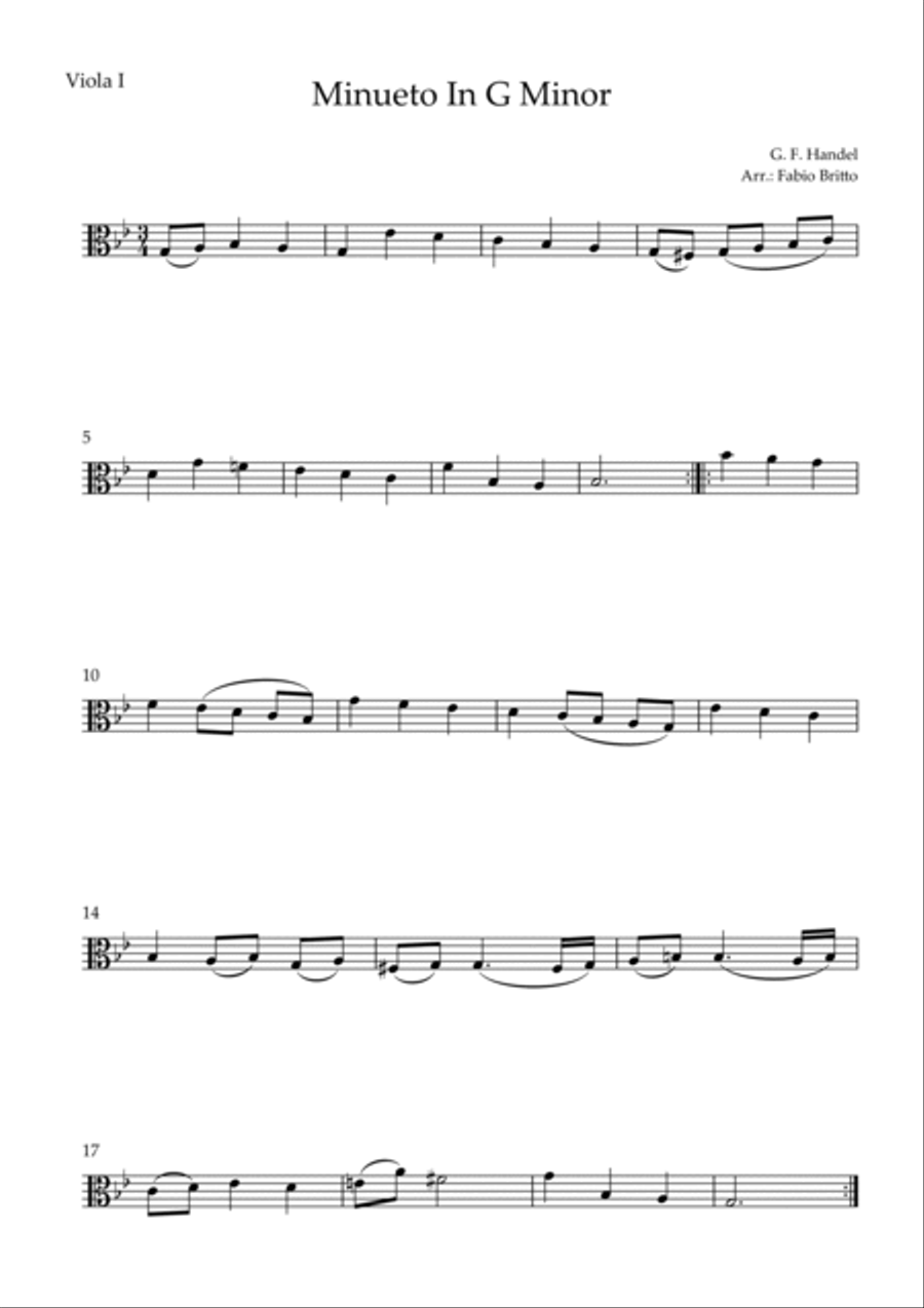 Minueto in G Minor (G.F. Handel) for Viola Trio String Trio scores gallery preview page 2