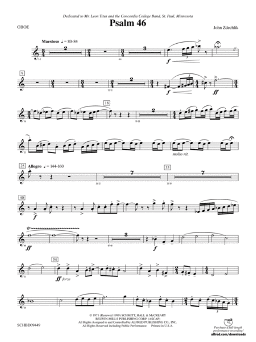 Psalm 46: Oboe Psalm 46: Oboe Concert Band scores gallery preview page 1