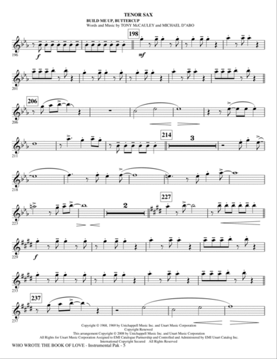 Who Wrote The Book Of Love? (Choral Medley) - Tenor Sax Choir scores gallery preview page 5