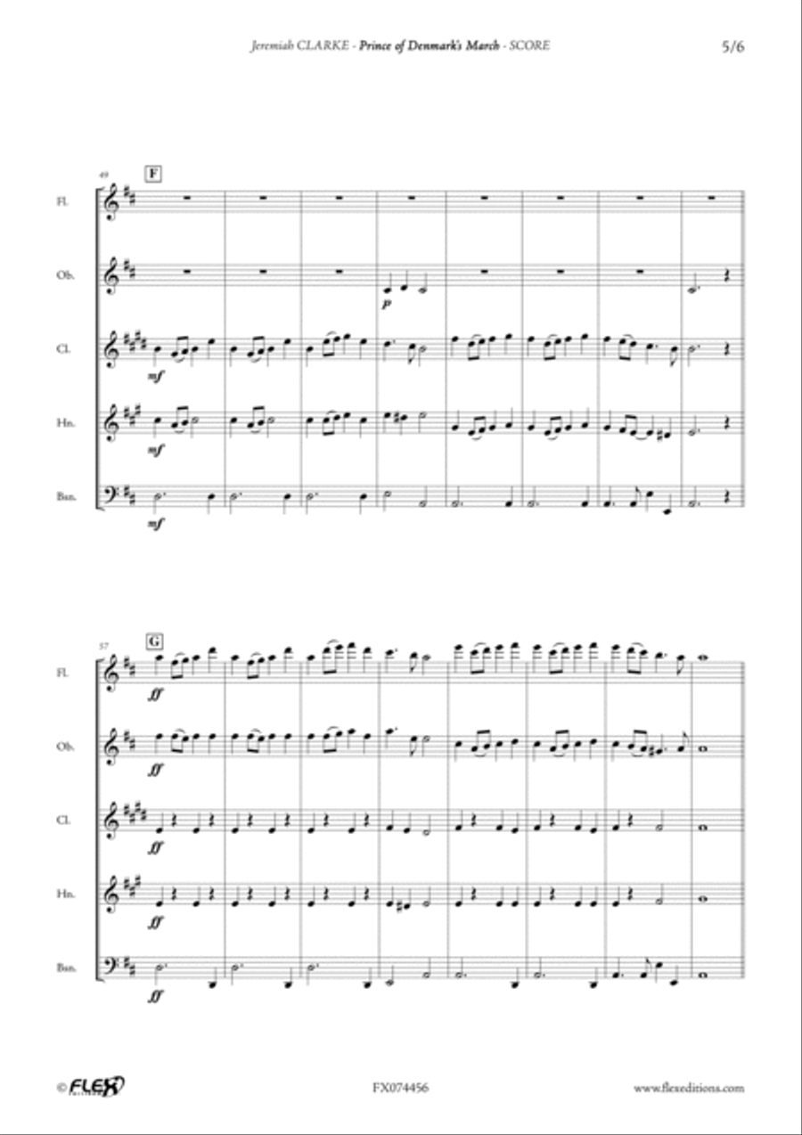 Prince of Denmark's March Woodwind Quintet scores gallery preview page 5