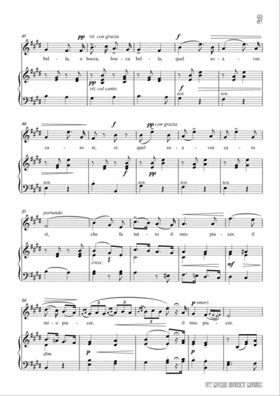 Lotti-Pur dicesti,o bocca bella in E Major,for Voice and Piano Voice Solo scores gallery preview page 5