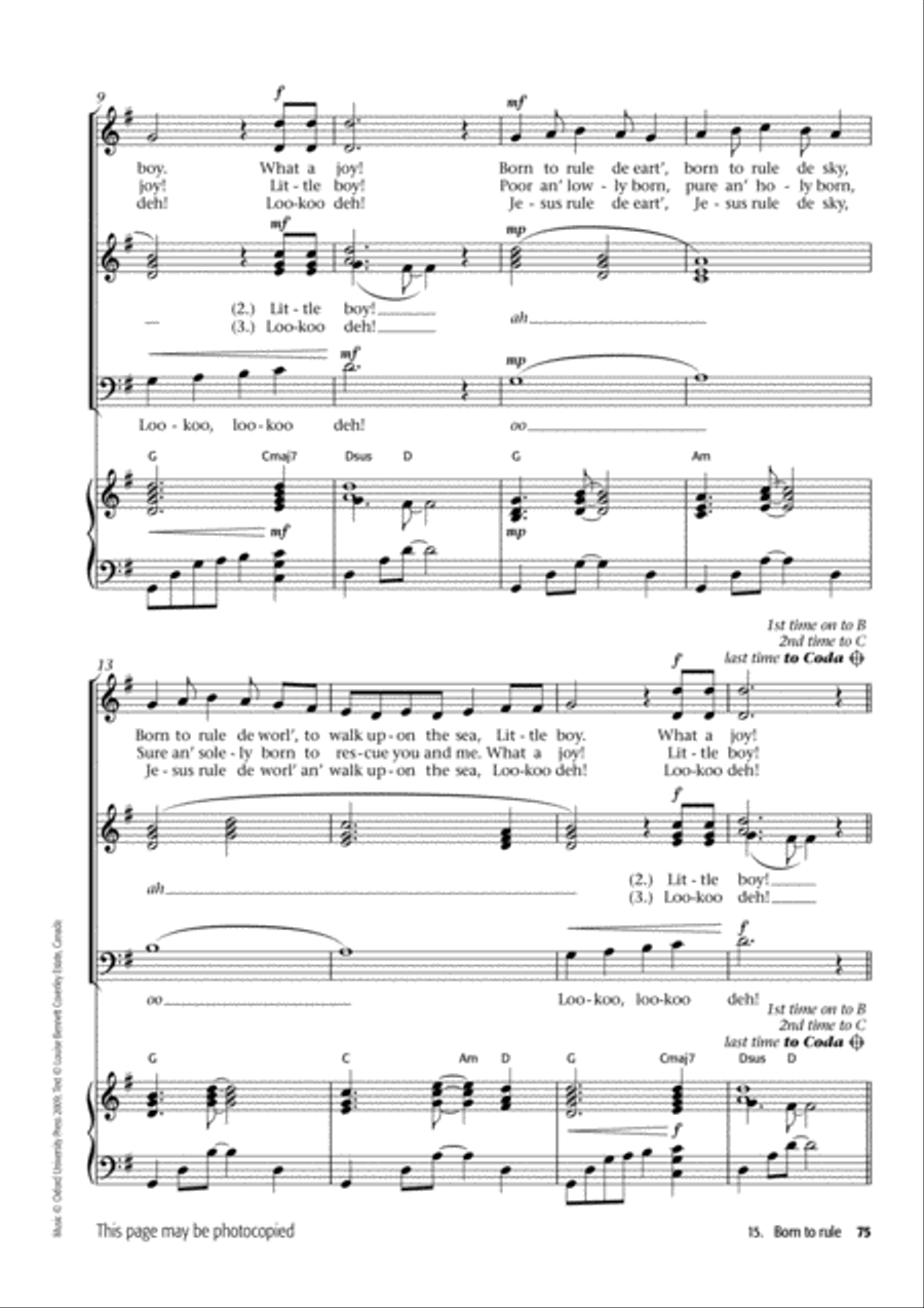 Jamaican Voiceworks 4-Part scores gallery preview page 9