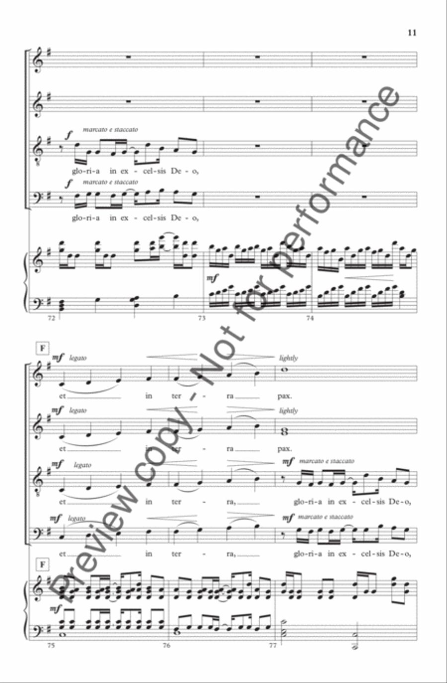 Gloria in Excelsis (from LUX) 4-Part scores gallery preview page 11