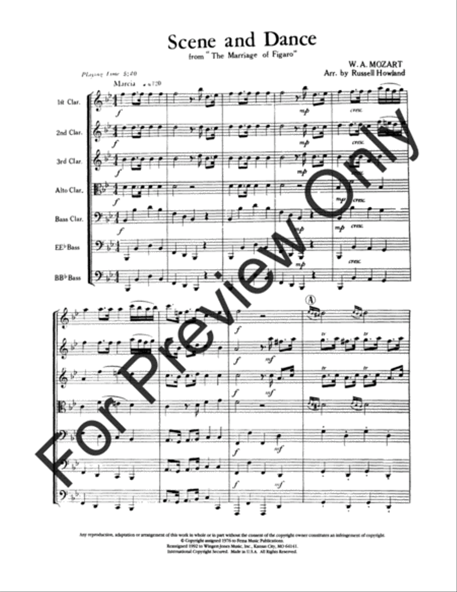 Scene and Dance From Marriage Of Figaro B-Flat Clarinet scores gallery preview page 2