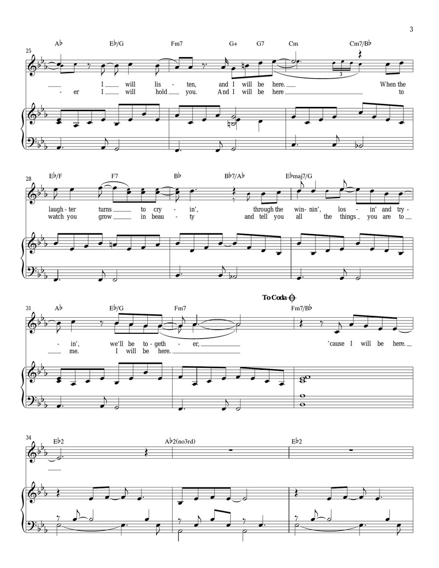 I Will Be Here I Will Be Here Piano, Vocal scores gallery preview page 3