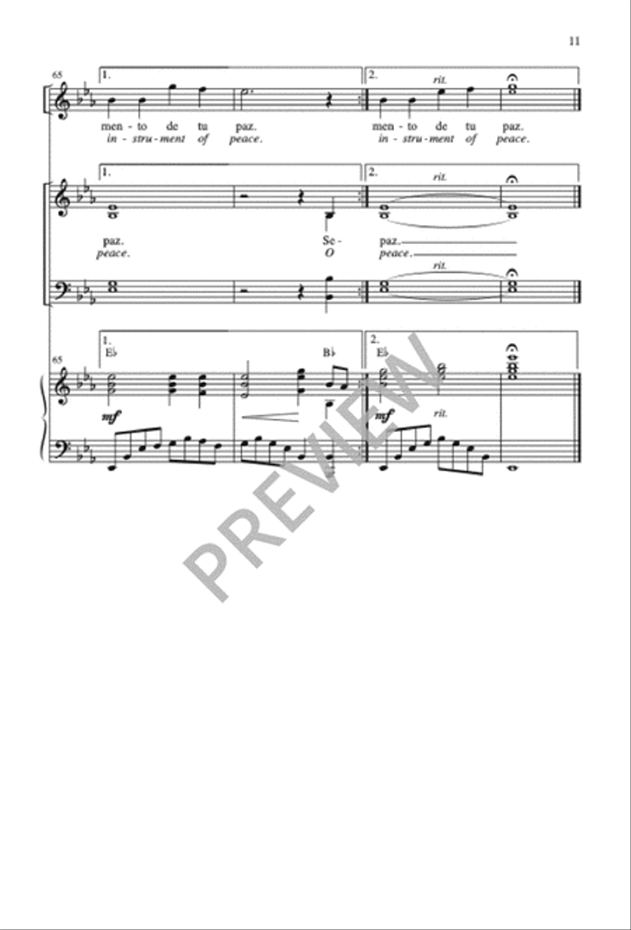 Oración de San Francisco / Prayer of Saint Francis 4-Part scores gallery preview page 12