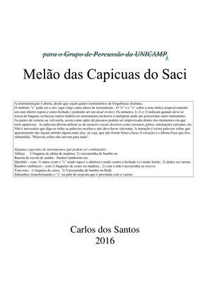 Melão das Capicuas do Saci for Percussion Ensemble