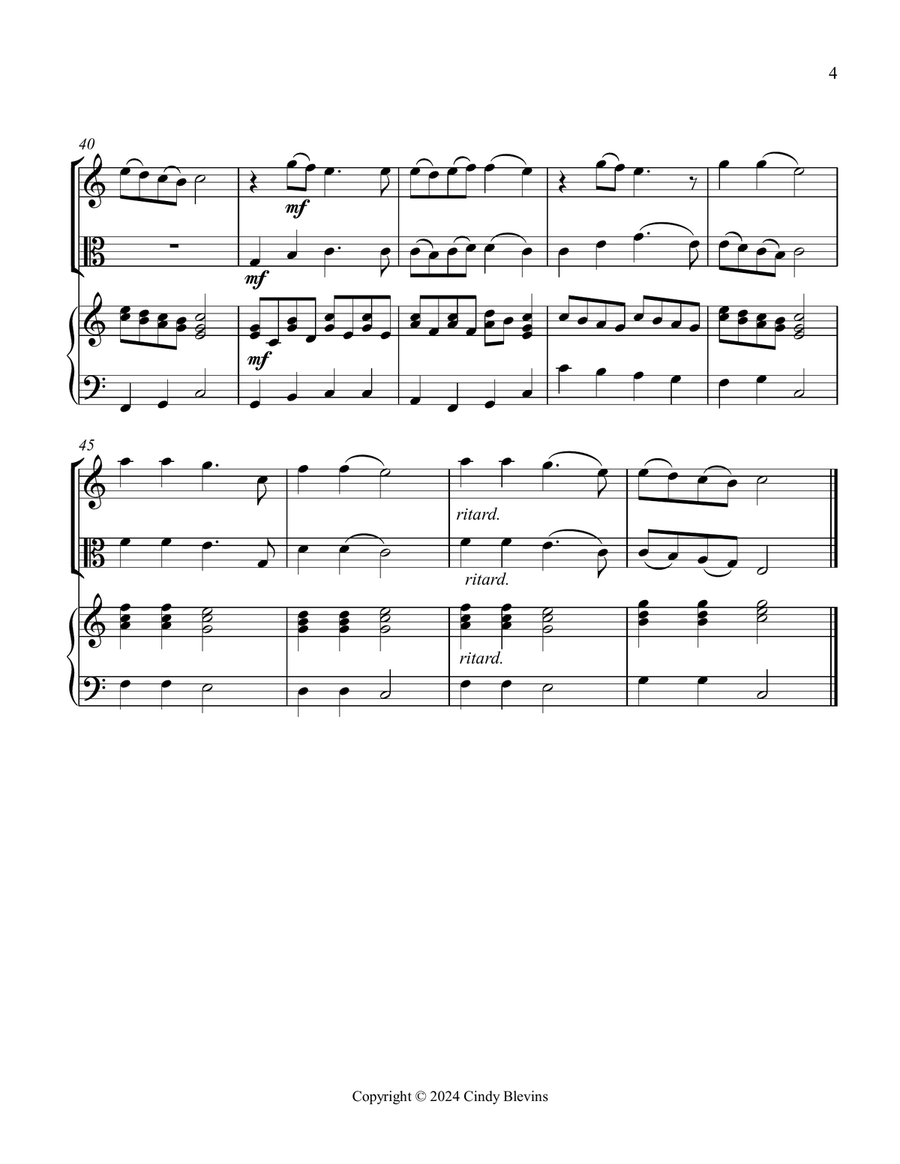 Once In Royal David's City, for Violin, Viola and Piano Violin scores gallery preview page 5