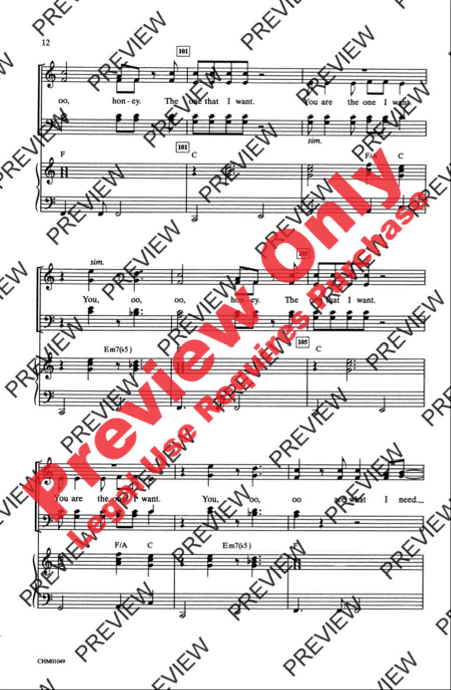 You're the One That I Want 4-Part scores gallery preview page 12