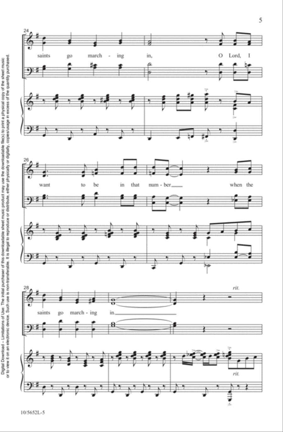When the Saints Go Marching In 4-Part scores gallery preview page 5
