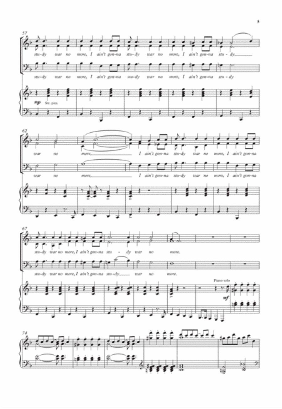 Down by the riverside 4-Part scores gallery preview page 5