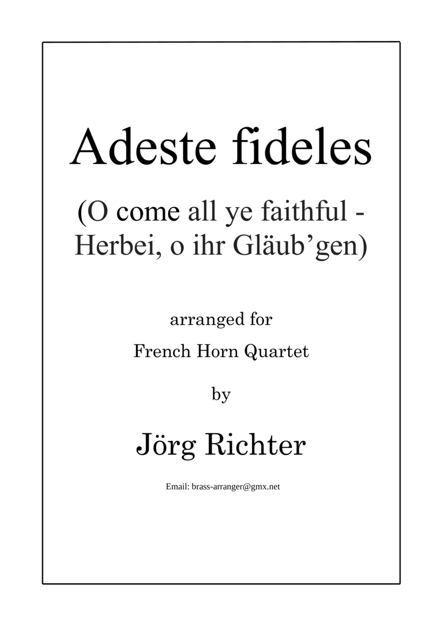 Adeste fideles (O Come All Ye Faithful) for French Horn Quartet Brass Quartet scores gallery preview page 1