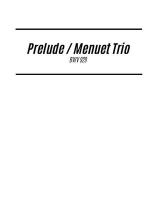 Book cover for Prelude/Menuet Trio (BWV 929) (for Solo Guitar)