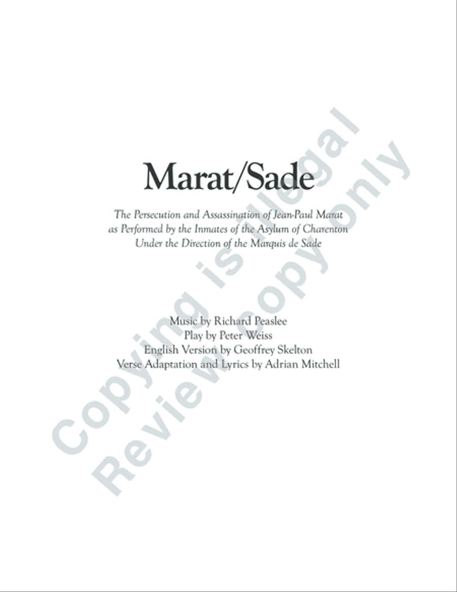 The persecution and assassination of Jean-Paul Marat as performed by the inmates of the Asylum of Charenton under the direction of the Marquis de Sade (Vocal Score) 4-Part scores gallery preview page 3