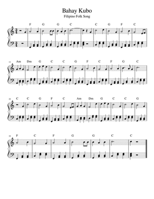 Bahay Kubo (Filipino Folk Song) Easy Piano With Chords