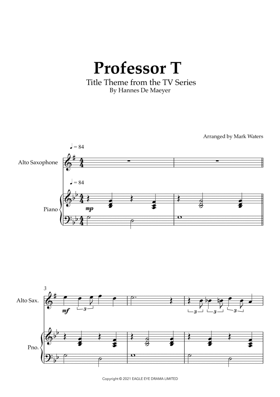 Professor T Uk (titles) Alto Saxophone scores gallery preview page 1