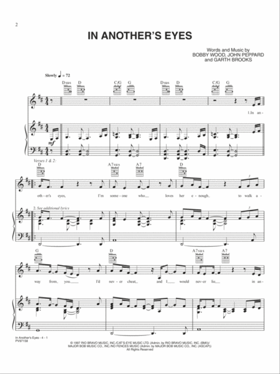 In Another's Eyes Piano, Vocal, Guitar scores gallery preview page 1