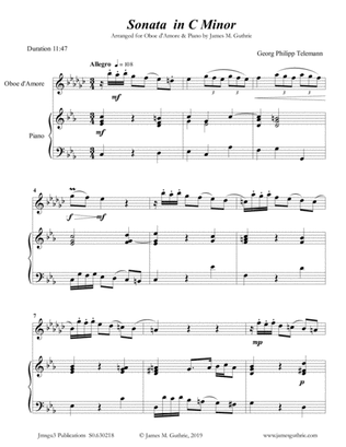 Book cover for Telemann: Sonata in C Minor for Oboe d'Amore & Piano