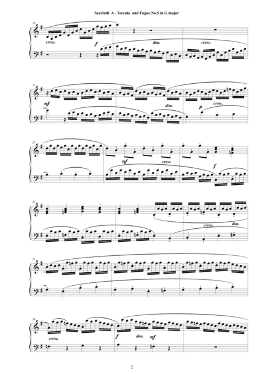 Scarlatti A - Toccata and Fugue No.5 in G major for Piano Piano Solo scores gallery preview page 2