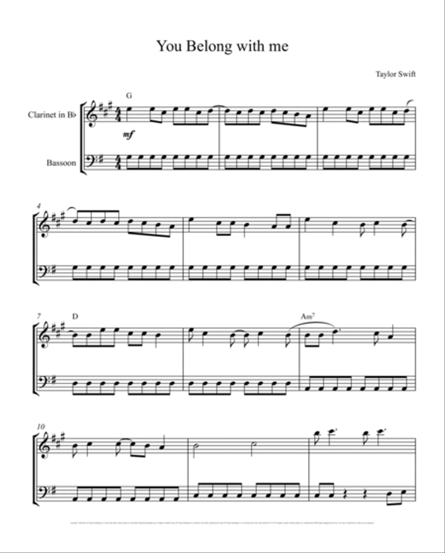 You Belong With Me Woodwind Duet scores gallery preview page 2