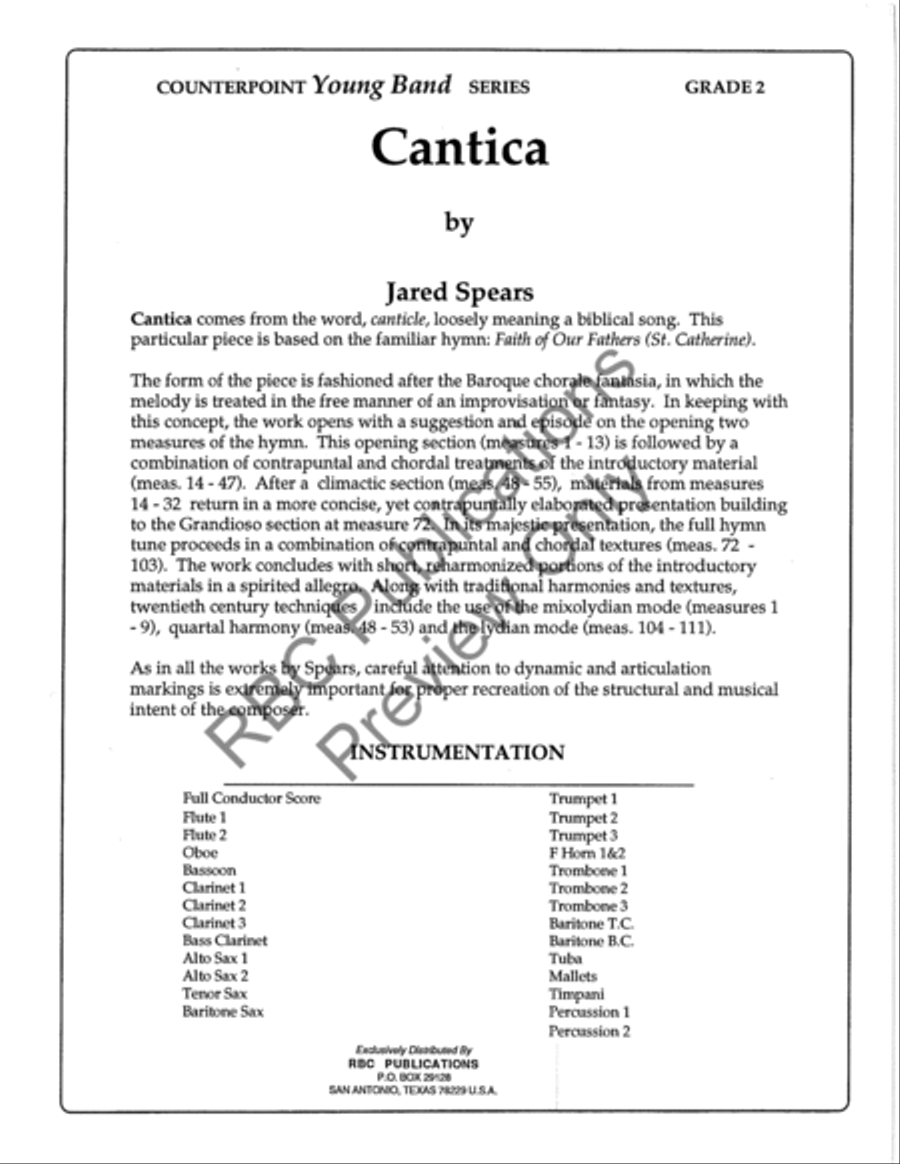 Cantica (Score) Cantica (Score) Concert Band scores gallery preview page 2