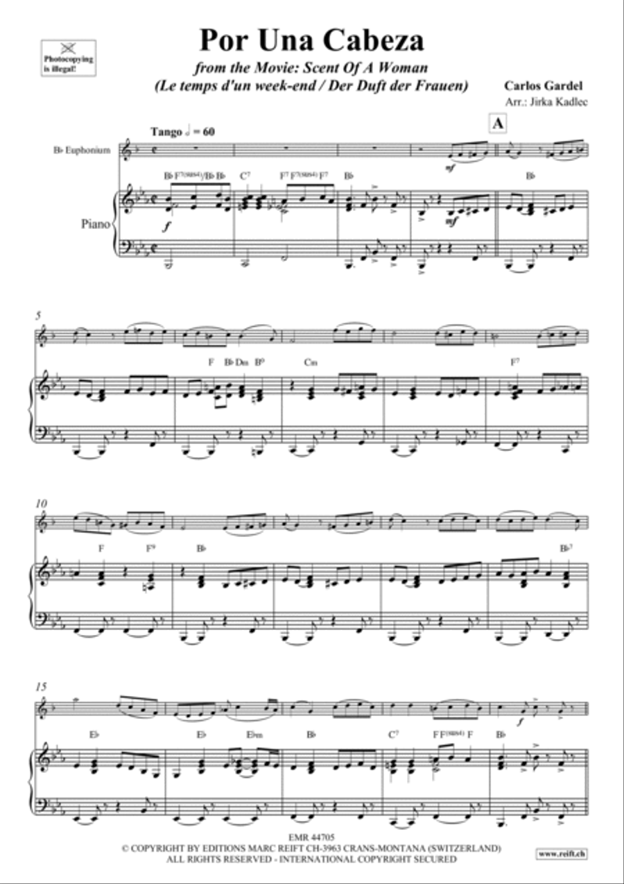 Por Una Cabeza Euphonium scores gallery preview page 4